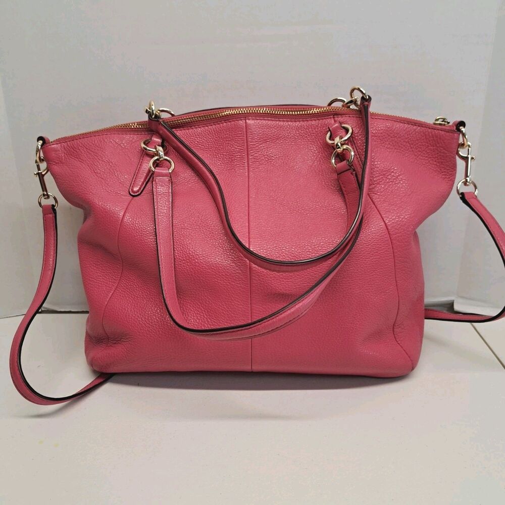 Coach Kelsey Dahlia Pink Pebbled Satchel - Picture 2 of 12